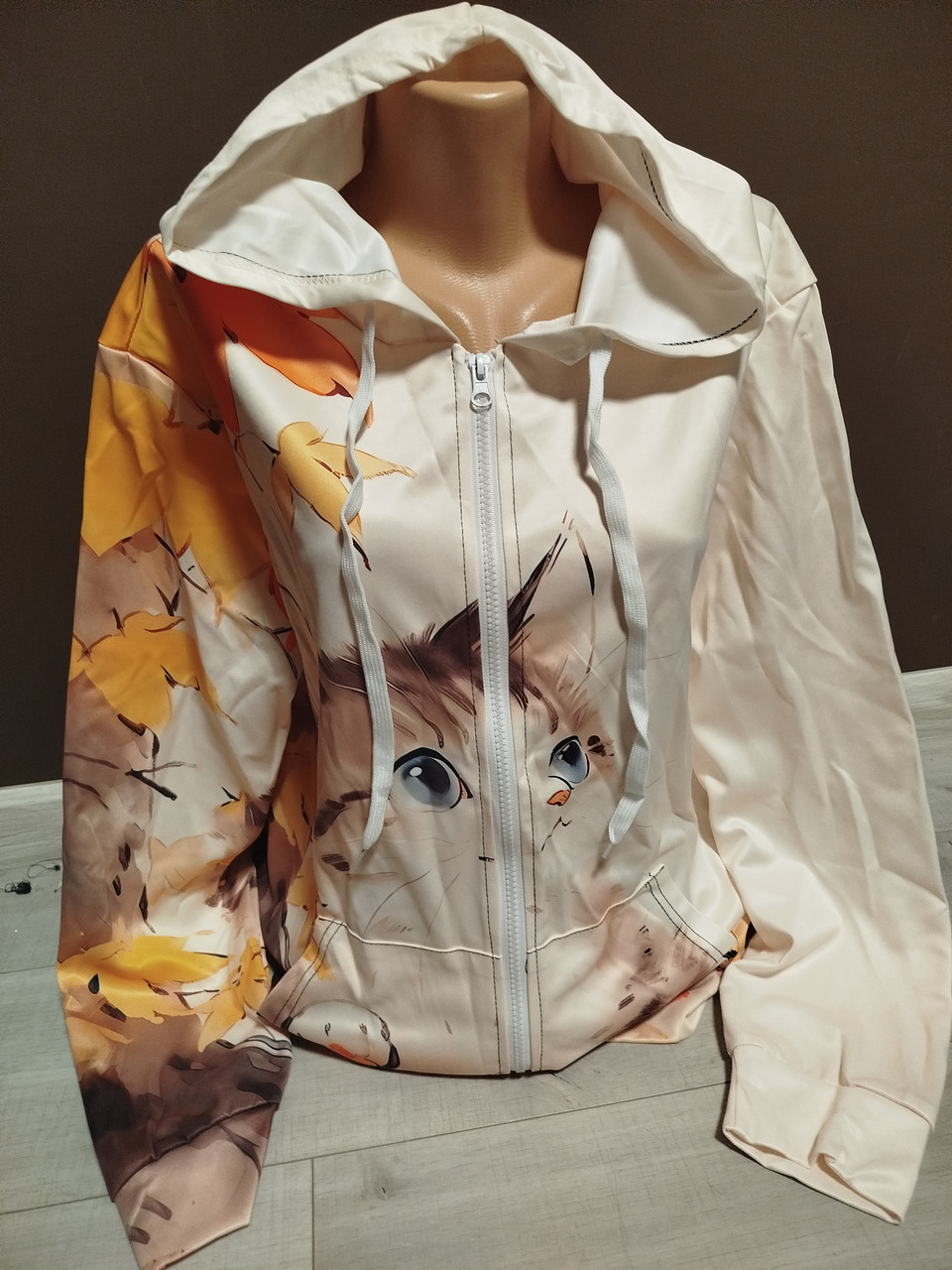 Дитяча демісезонна куртка мастерка кофта на молнії " Аніме Котик осень" Японія для дівчинки підлітка 11-16 років, фото 1