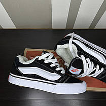 Кеди зимові Vans Skool Knu black white winter Fur унісекс Ванс Кну чорні білі з хутром для хлопців і дівчат Зима, фото 4