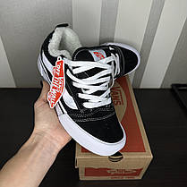 Кеди зимові Vans Skool Knu black white winter Fur унісекс Ванс Кну чорні білі з хутром для хлопців і дівчат Зима, фото 3