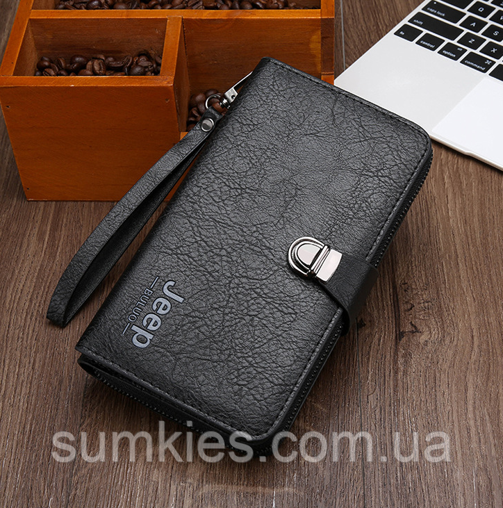 Чоловічий клатч барсетка Jeep, великий гаманець клатч Джип, фото 1