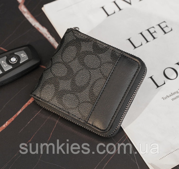 Чоловічий гаманець портмоне на блискавці стиль Coach, фото 1