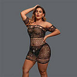 Сексуальна міні-сукня з короткими рукавами і стразами M-L-XL, фото 2