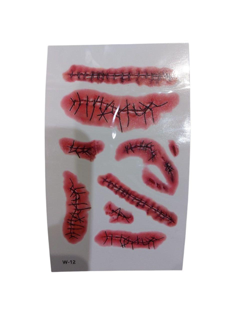 Наклейки тату для Хелловіну 10 на 6 см червоний, фото 1