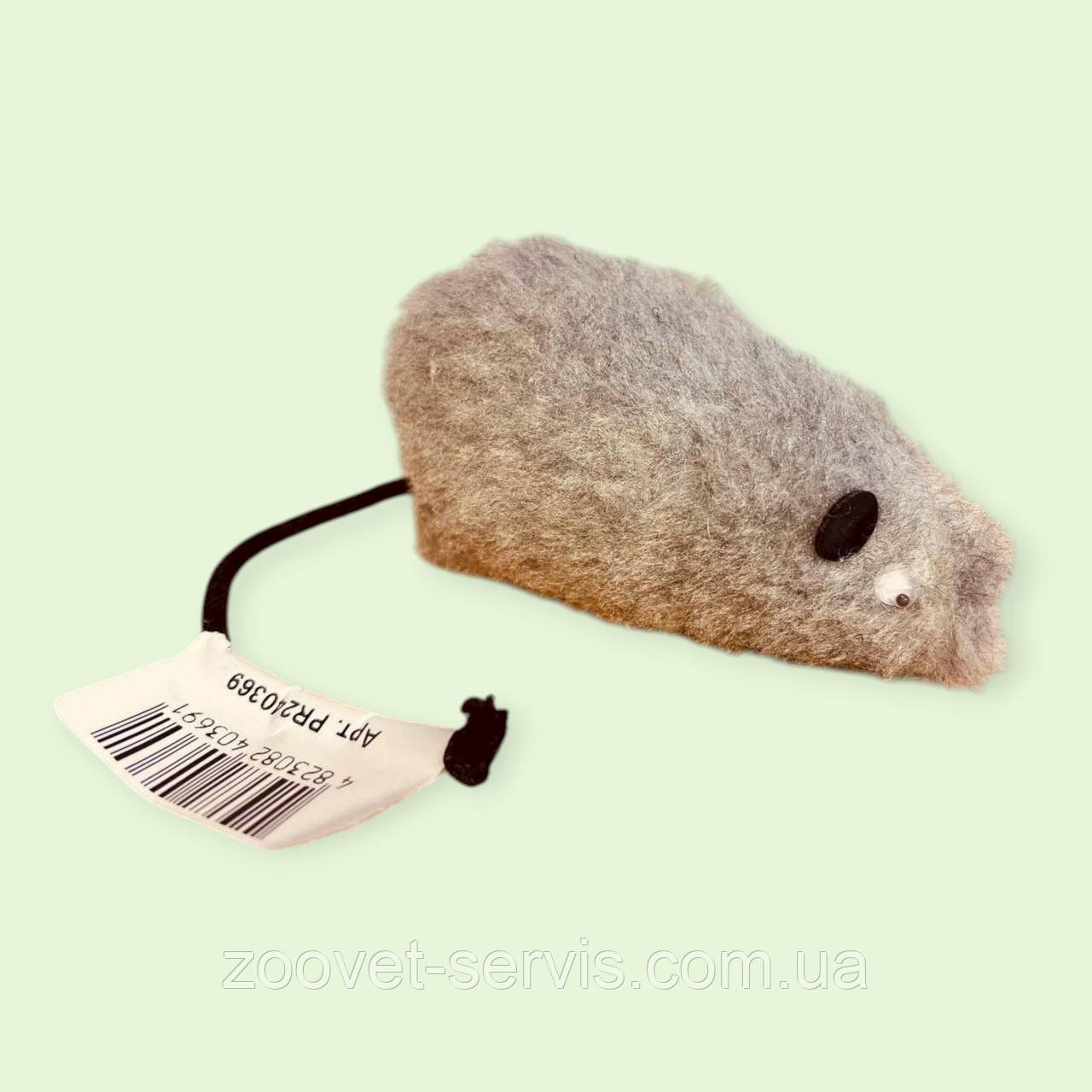 Іграшка м’яка для котів Природа "Пацючок" 8×4 см, сіра, фото 1