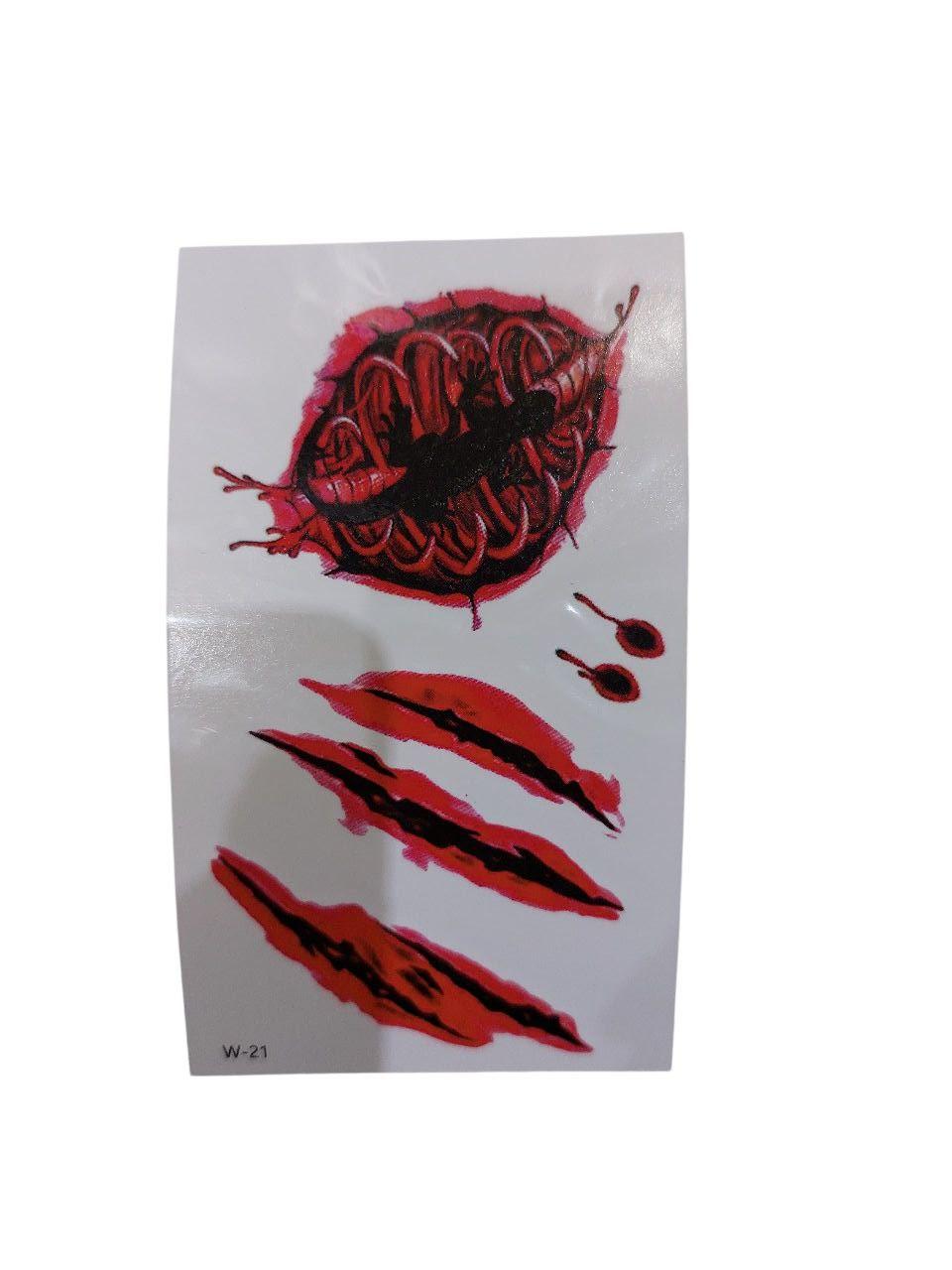 Наклейки тату для Хелловіну рани 10 на 6 см червоний, фото 1