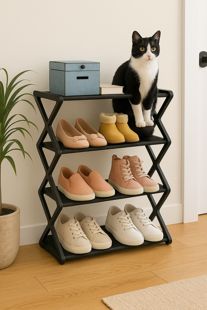 Полиця для взуття 4 яруси в стилі лофт OnePro Підставка для взуття на 4 пілочки Етажерка стелаж для дому, фото 1