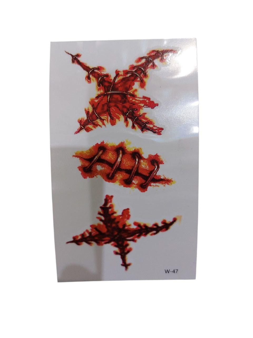 Наклейки тату для Хелловіну рани 10 на 6 см червоний, фото 1