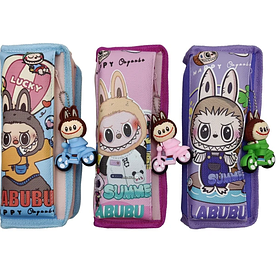 Шкільний пенал-косметичка на 2-х блискавках з брелком, Монстрик