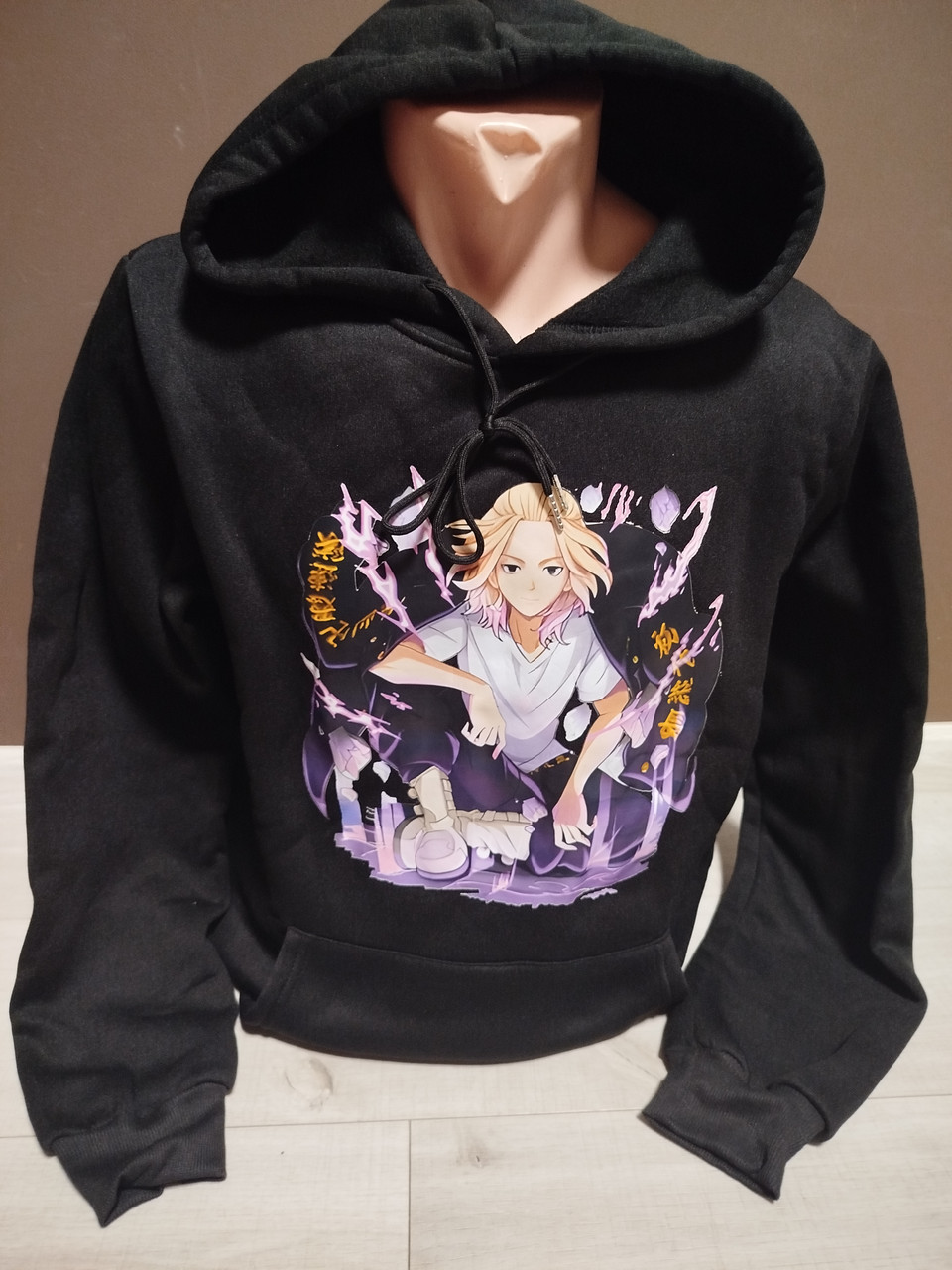 Утеплений батник пайта толстовка для хлопчика підлітка з начосом Аніме Сано Манджиро Токійські месники на 13-18 років чорний, фото 1