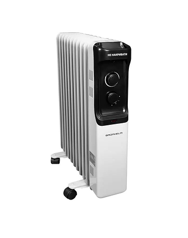 Масляний обігрівач Grunhelm GR-1125N з захистом від перегріву потужний 11-секційний радіатор 2500 Вт Білий, фото 1