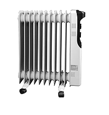 Масляний обігрівач Grunhelm GR-1125N з захистом від перегріву потужний 11-секційний радіатор 2500 Вт Білий, фото 2