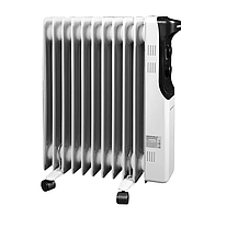 Масляний обігрівач Grunhelm GR-1125N з захистом від перегріву потужний 11-секційний радіатор 2500 Вт Білий, фото 3