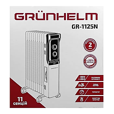 Масляний обігрівач Grunhelm GR-1125N з захистом від перегріву потужний 11-секційний радіатор 2500 Вт Білий, фото 5