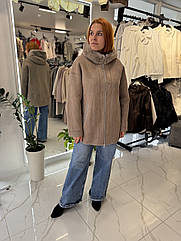 Жіноча дублянка двохсторння, еко замш-норка.