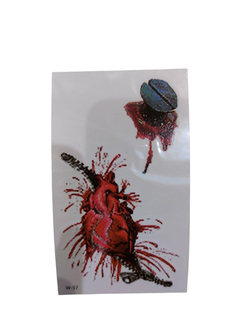 Наклейки тату для Хелловіну цвях та рани 10 на 6 см червоний, фото 1