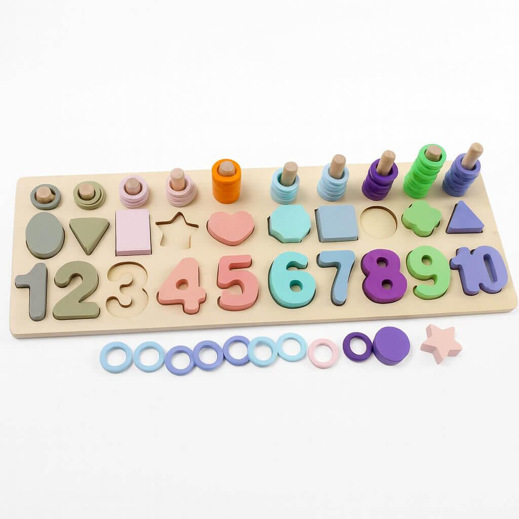 Логічна дерев’яна дошка сортер з цифрами та кільцями 40 см, арт. C74617, фото 1
