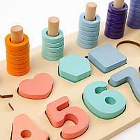 Логічна дерев’яна дошка сортер з цифрами та кільцями 40 см, арт. C74617, фото 3