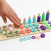 Логічна дерев’яна дошка сортер з цифрами та кільцями 40 см, арт. C74617, фото 4