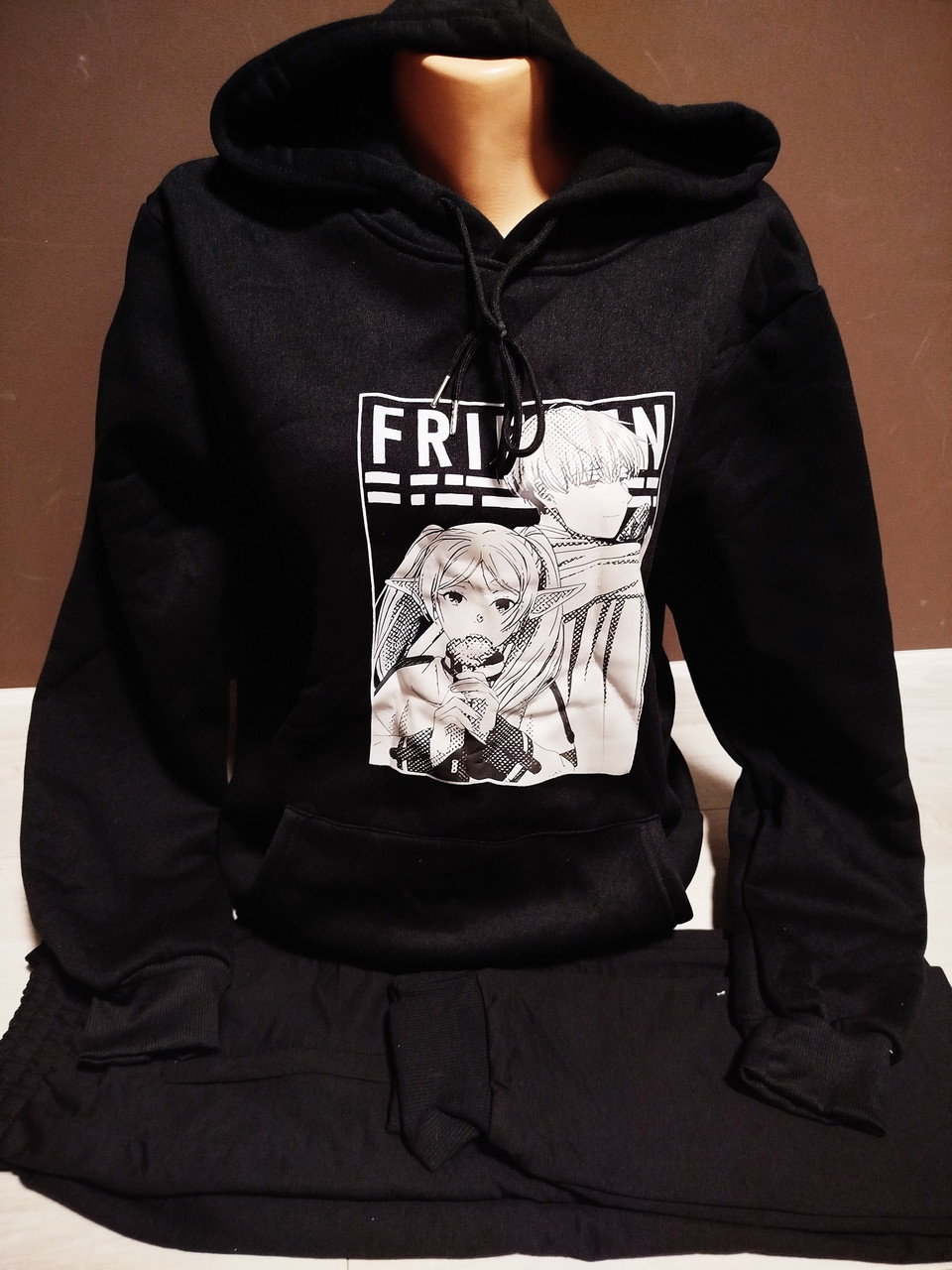 Спортивний костюм для дівчинки Аніме Супроводжуюча Фрірен та Гімель 13-18 років Штани та худі для дівчинки підлітка чорний, фото 1