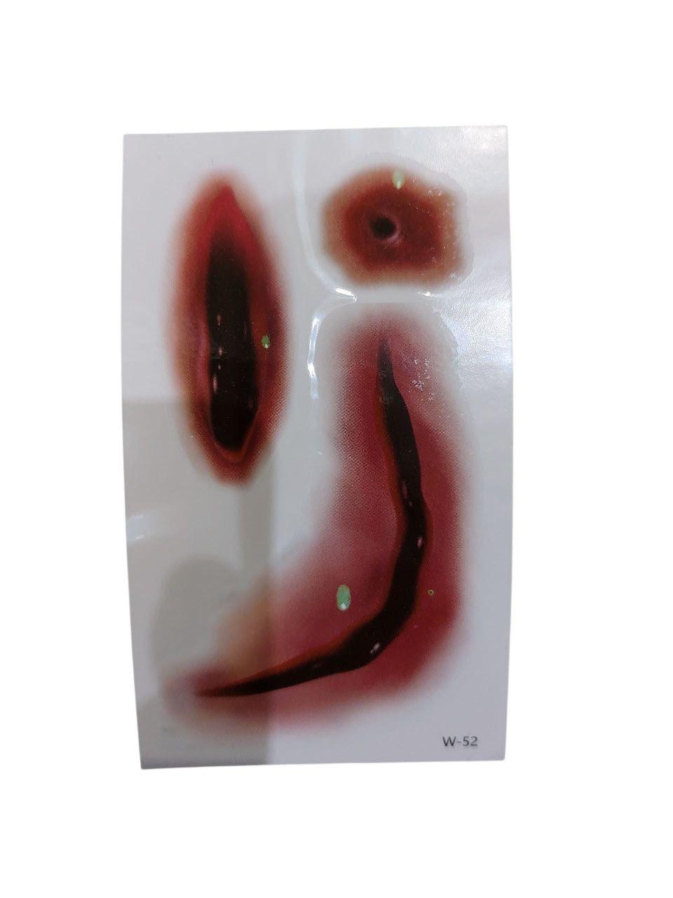 Наклейки тату на Хелловін рани 10 на 6 см червоний, фото 1