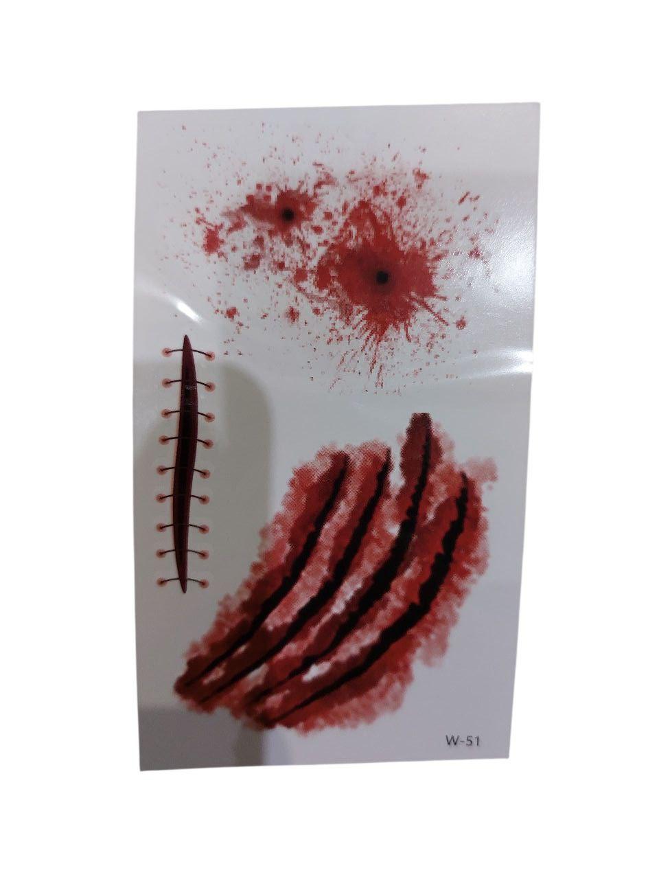 Наклейки тату Хелловін на тіло рани 10 на 6 см червоний, фото 1