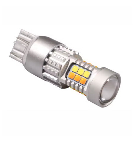 Жовто-біла T20 7443 W21/5W двох кольорова автолампа безцокольна, фото 1