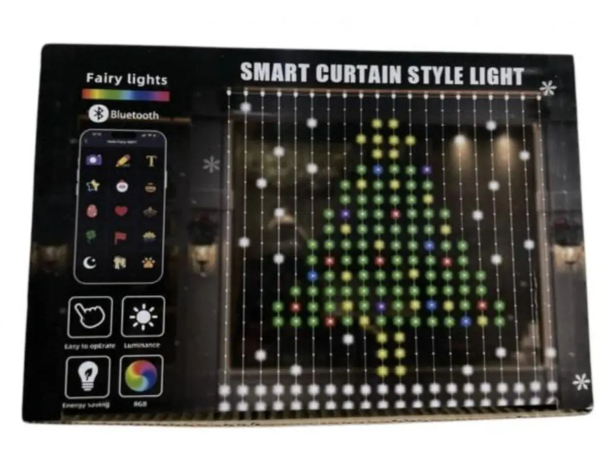 Гірлянда-штора Smart SFK-07 APP Bluetooth USB 10116, 2х2 м, з пультом ДК, різнобарвна, фото 1