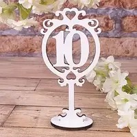 🔥 Хіт! Дерев'яний Весільний Номерок на Стіл гостей, Цифра 10, розмір 17х9 см