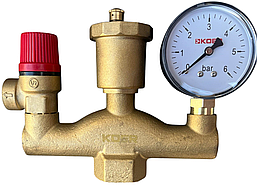 Група безпеки, розширювальний бак 12 л (плоский), кріплення бака, 3/4 кран з американкою (КОМПЛЕКТ) Чехія, фото 4