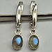 Сережки срібні з природним лабрадором овал блакитний лабрадорит натуральний камінь, фото 3
