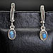 Сережки срібні з природним лабрадором овал блакитний лабрадорит натуральний камінь, фото 5
