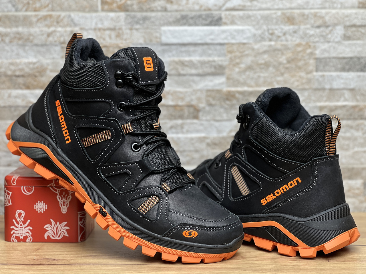 Спортивні шкіряні черевики, кросівки на хутрі Salomon Winter, фото 1