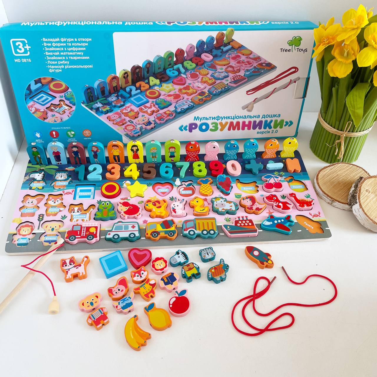 Дерев'яний розвиваючий дитячий Сортер по методиці Монтессорі MD 0816 Limo toy 6 В 1 українською мовою, фото 1