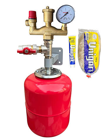 Група безпеки, розширювальний бак 19 л (вертикальний), кріплення бака, 3/4 кран з американкою (КОМПЛЕКТ) Чехія, фото 1