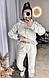 Жіночий базовий прогулянковий замшевий костюм осінній кофта худі штани на манжеті замш люкс не кашлатиться, фото 3
