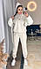 Жіночий базовий прогулянковий замшевий костюм осінній кофта худі штани на манжеті замш люкс не кашлатиться, фото 9