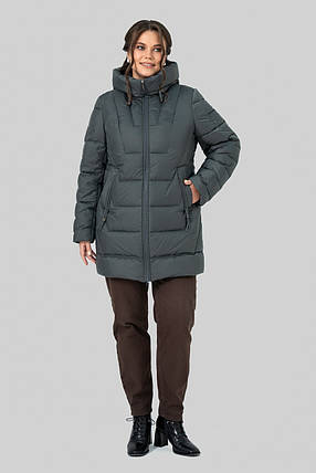 Жіночий пуховик зеленого кольору Софія р-ри 50-60, фото 1