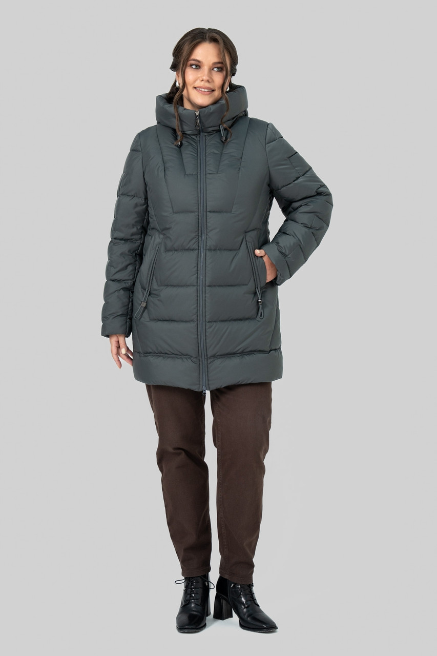 Жіночий пуховик зеленого кольору Софія р-ри 50-60