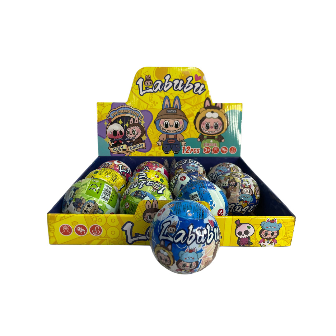 0719 Лабубу сюрприз у кулі 12 шт., фото 1