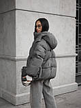 Жіноча зимова куртка пуховик у стилі оверсайз, фото 4