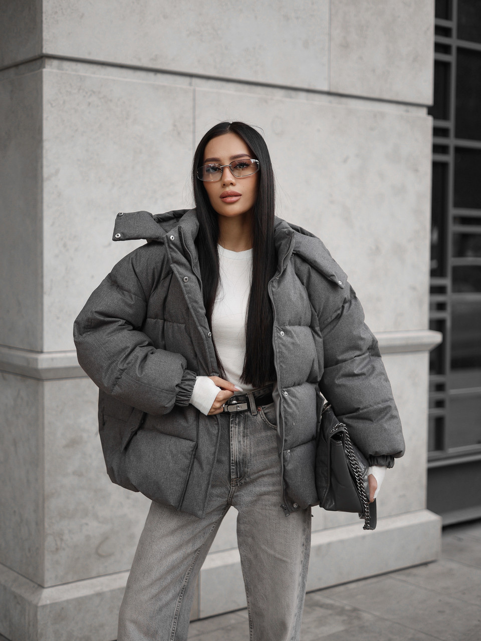 Жіноча зимова куртка пуховик у стилі оверсайз, фото 1