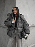 Жіноча зимова куртка пуховик у стилі оверсайз, фото 7