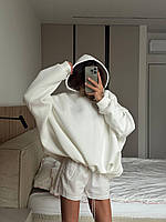 Жіночий однотонний утеплений худі в стилі оверсайз