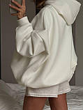 Жіночий однотонний утеплений худі в стилі оверсайз, фото 5