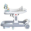 Ходунки дитячі BAMBI Baby Walker M 5032L-11 зі світловими ефектами, шкіряне сидіння Сірі, фото 2