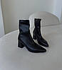 Ботильйони стрейчеві на стійкому підборі стильні чорні, фото 2