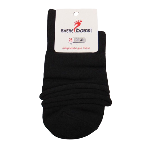 Шкарпетки без гумки Вдалі bossi 25 чорні (39-40), фото 1