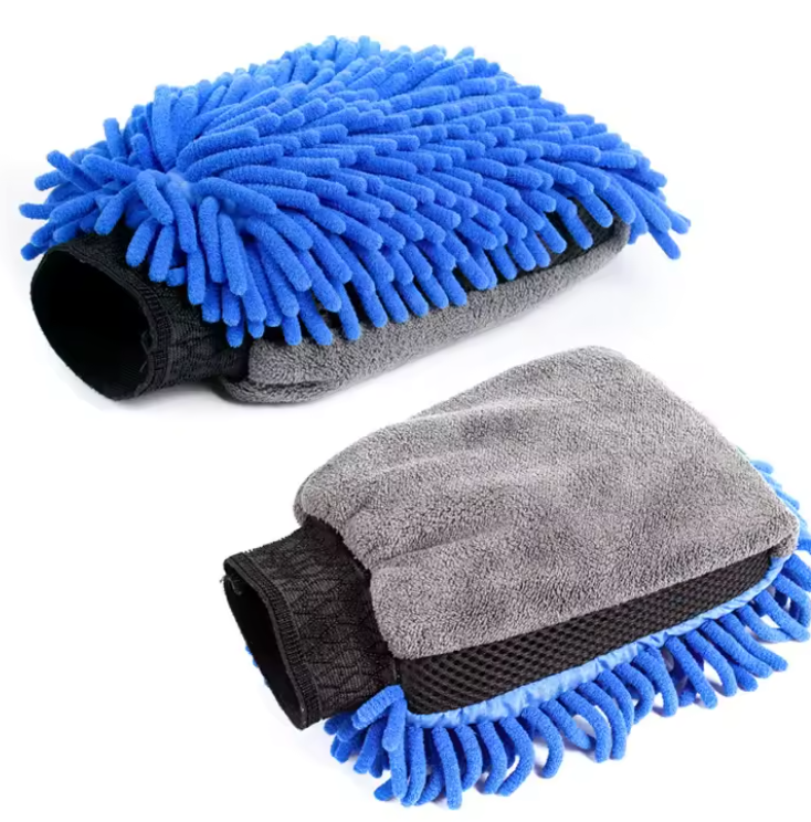 Тристороння рукавиця з мікрофібри синя/жовта 25*17 см