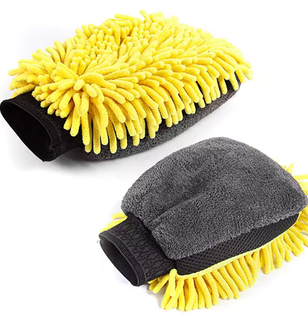 Тристороння рукавиця з мікрофібри синя/жовта 25*17 см, фото 2