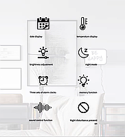 Годинник Deepfox GH-8015 LED цифровий електронний настільний/настінний Будильник Дата Температура (11 х 10см), фото 7